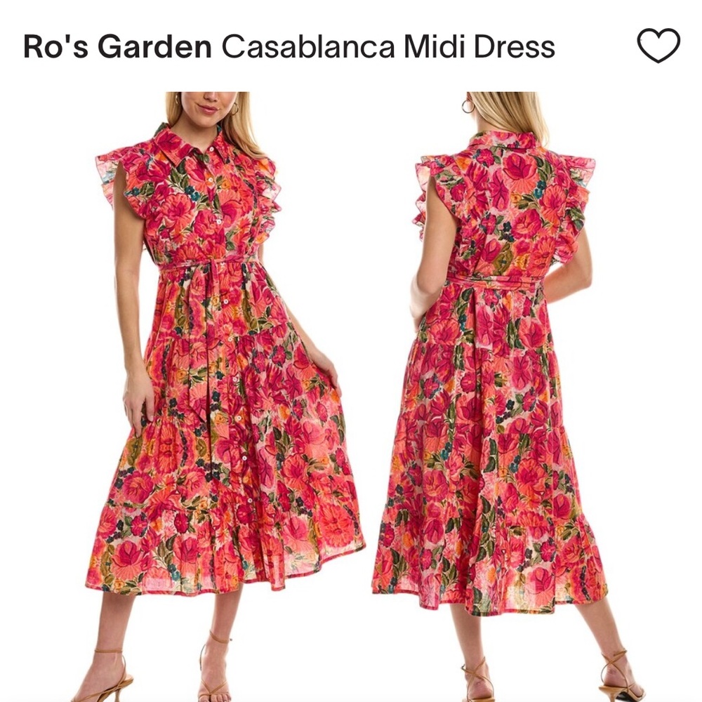 Ro’s Garden Casablanca Floral Pink Midi Dress